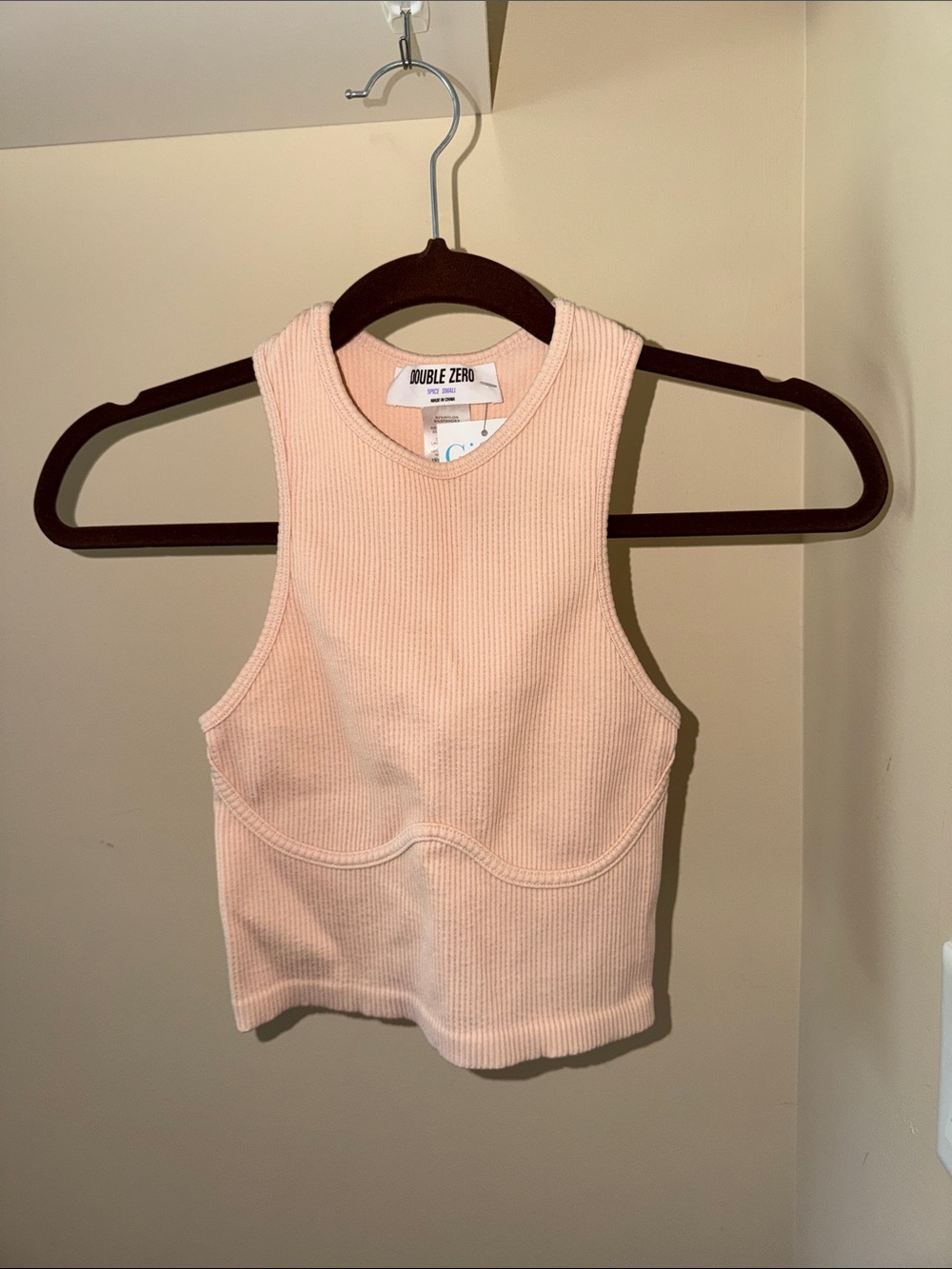 Double Zero Sculpted Ribbed Tank Top - Blush Pink
